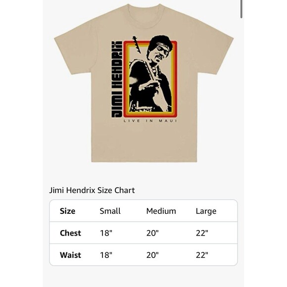 Jimi Hendrix Live In Maui Natural Retro T-Shirt Size Small Unisex - Picture 5 of 5